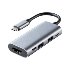 Versatile USB-C Hub for Connectivity with Transparent Background