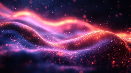 Abstract swirling particles, vibrant colors, digital art, background