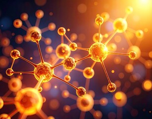 Molecular structure, glowing orange