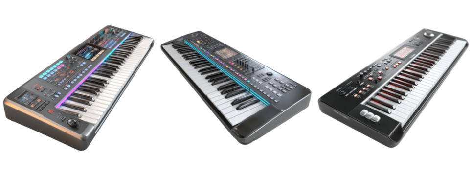 High-Quality Musical Keyboards on Transparent Background for Design