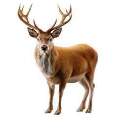 Fototapeta premium Majestic stag standing proudly in a natural pose, showcasing its impressive antlers and strong physique in a serene environment