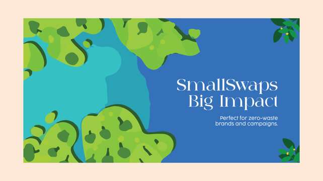 Minimal eco-friendly Facebook ad template with Earth illustration. Ideal for promoting zero-waste habits, sustainable brands, plastic-free campaigns, and conscious living initiatives.