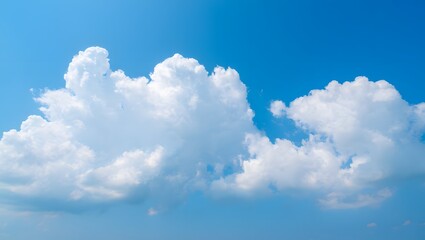 Beautiful blue sky with fluffy white clouds scenic view nature background wallpaper image