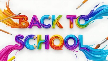 Back to school animation with colorful pencils and paint splashes. Perfect for education promos, creative learning projects, stationery ads, and academic campaigns. 