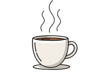 steaming cup of coffee with rising steam presented on a saucer -Drive-Thru Coffee Fix- text overlay Clean modern illustration style Perfect for coffee shops cafes and beverage brands