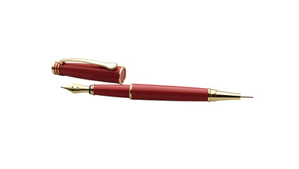 Luxury writing instrument fountain pen fine point red and gold stationery office supply for writers artists on transparent background
