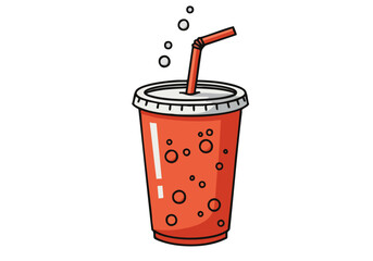 vibrant  drive-thru soda cup with bubbles featuring the text 'Drive-Through Soda Splash' Bold colors and simple style create a playful eye-catching design suitable for commercial use