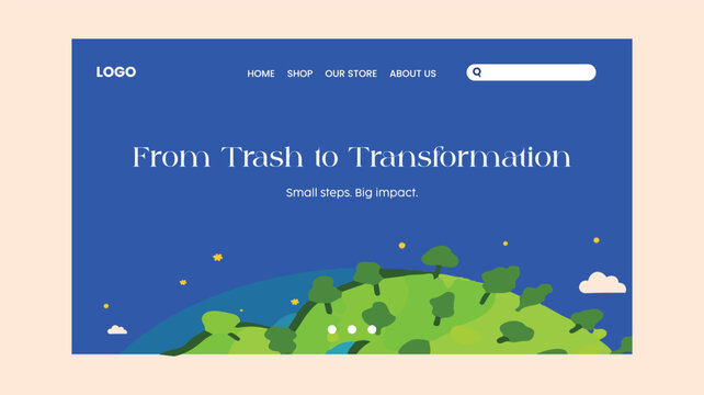 Eco-themed landing page template with greenery and clean visuals. Ideal for sustainability websites, environmental campaigns, and conscious living brands promoting zero-waste transformations.