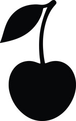Silhouette Cherry with Leaf Simple Fruit Vector Illustrator