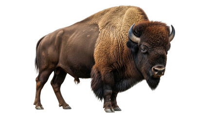 Isolated American Bison on White