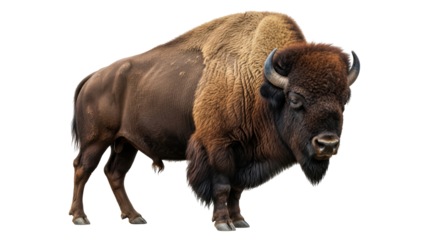 Isolated American Bison on White