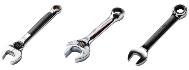 Collection of Adjustable Wrenches on Transparent Background