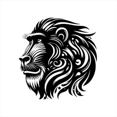 Baboon head with ornate design