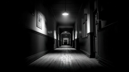 Dark, Empty School Hallway