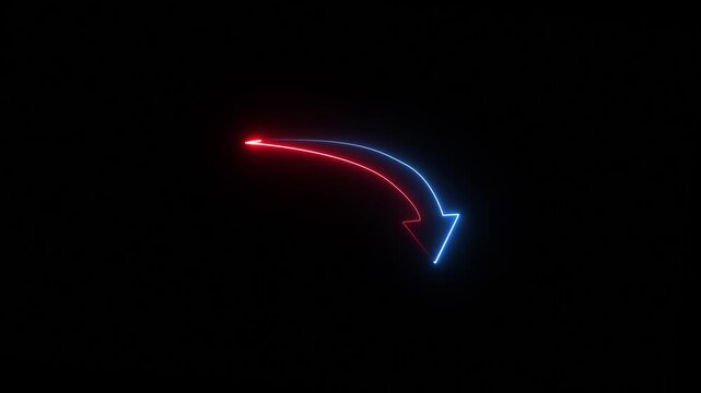 Neon line Money loss concepts. Cash down, arrow and dollar stocks graph,  A neon down business graph icon displays a glowing, downward-sloping line or bar chart, symbolizing decline,