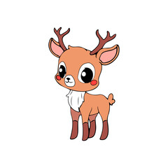 Adorable reindeer graphic suitable for holiday cards or children's book designs offering a whimsical touch with its cute, cartoon-like style.