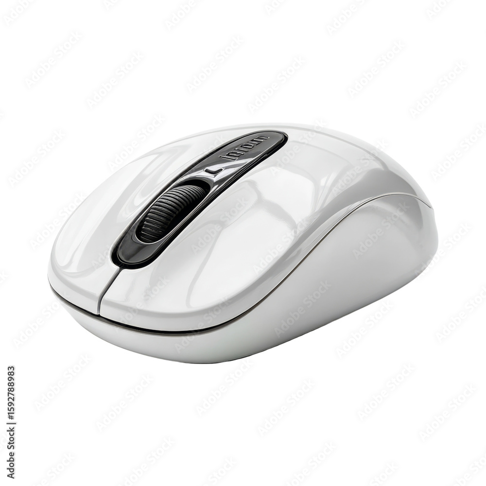 Fototapete White Computer Mouse with Ergonomic Design on Transparent Background