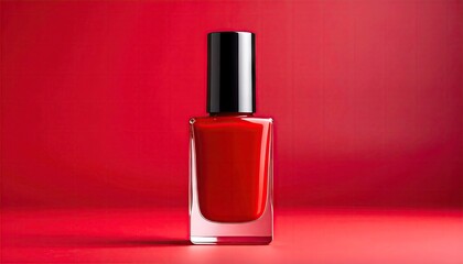 Red nail polish bottle on a red background (1)