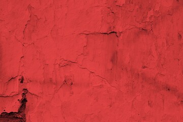 Red background, Rough textured red wall with visible cracks and dark abstract patterns, ideal for...