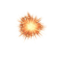 Fototapeta premium A bright orange and yellow explosion with radiating lines on transparent background