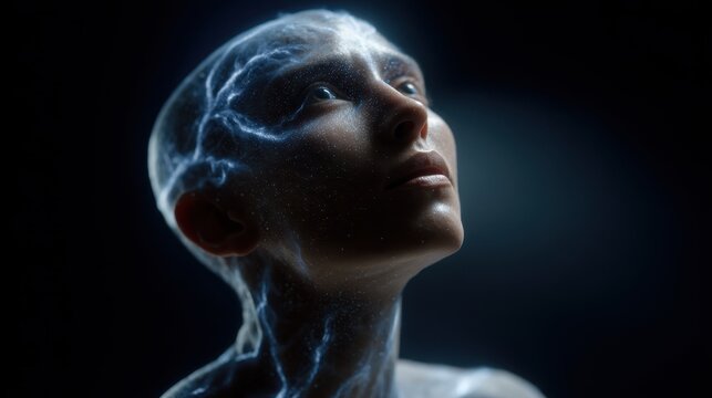 Futuristic human neural network concept with digital brain scanning