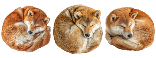 Three Sleeping Dogs on Transparent Background for Creative Use