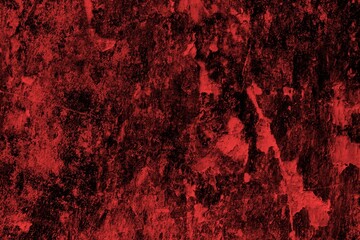 Red background, Rough textured red wall with visible cracks and dark abstract patterns, ideal for...