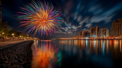Fototapeta premium fireworks in the city