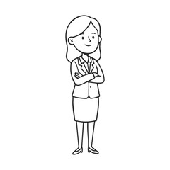 Cartoon businesswoman with crossed arms in professional attire