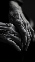 Fototapeta premium Dramatic Close-Up of Elderly Hands - Texture and Age