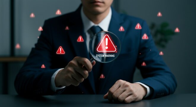 System Warning Alert Concept – Cybersecurity Threat Detection & Risk Management. - Powered by Adobe