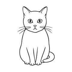 Obraz premium Black and white cat drawing with bold outlines and whiskers