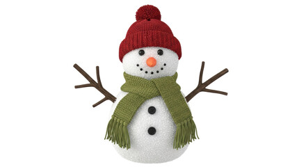 Isolated Snowman with Scarf and Hat