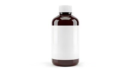 Brown Medicine Bottle Mockup on White Background - Label for Health & Beauty Products