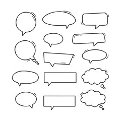 Hand-drawn speech and thought bubbles set for creative projects