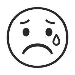 Fototapeta premium Sad face emoji with tear and frown expression