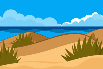 Cartoon Vector Coastal Dunes With Soft Sand Layers