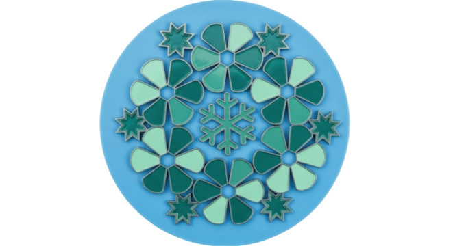 Isolated Snowflake and Floral Mandala