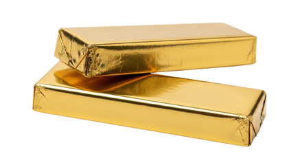 Isolated Gold Wrapped Chocolate Bars