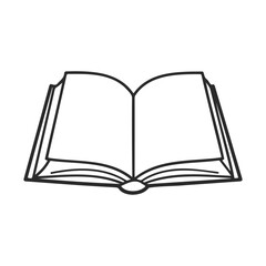 Fototapeta premium Outline of an open book with blank pages and simple design