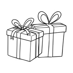Obraz premium Black and white illustration of two wrapped gift boxes with bows