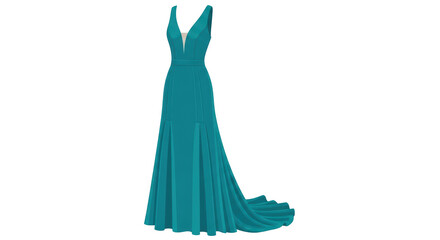 Isolated Elegant Teal Evening Gown