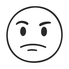 Fototapeta premium Neutral expression face - simple black outline emoji design