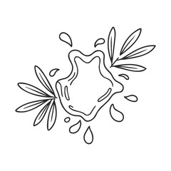 Fototapeta premium Abstract ink splat with leaf elements in black and white