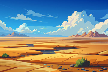 Vector Steppe Field With Dried Patches And Rough Texture