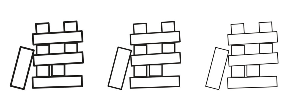 Wooden block icon. black strokes lines vector pack for graphic work