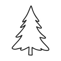 Simple black and white outline of a stylized christmas tree