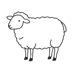 Simple black and white sheep illustration with curly wool