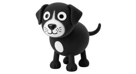 Isolated Cartoon Black Dog on White Background