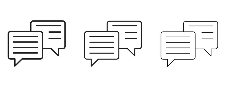 Text chat icon. black strokes lines vector pack for graphic work